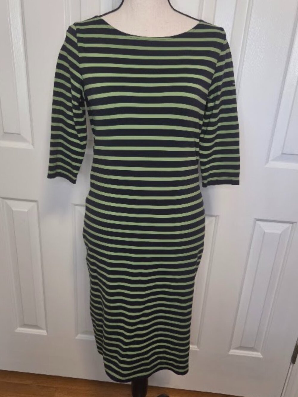 Saint James PROPRIANO Breton Stripe Dress Navy Green Made in France US 4